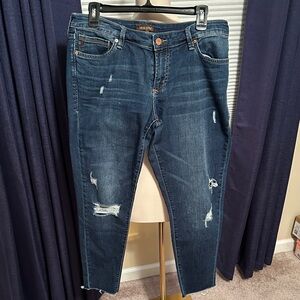 Dear John Dark Blue Distressed Ankle Jeans